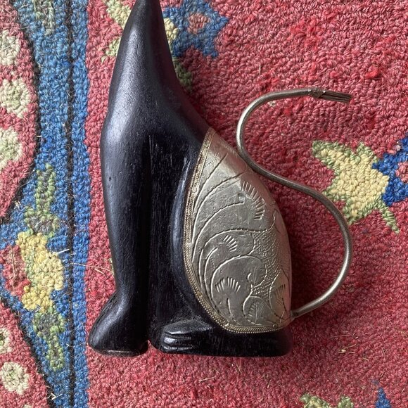 Cat figurine Sculpture Mixed Media Embossed Metal Wood Shelf Decor Whimsical - Picture 2 of 8